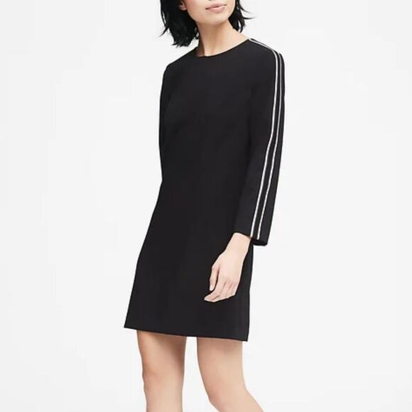 Banana Republic Womens 4 Black Side Stripe Mini Shift Mod Dress - Picture 1 of 9